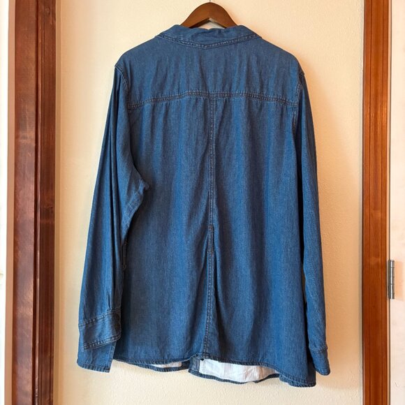 EUC Woman Within Medium Wash Denim Button Down Shirt Jacket Four Pockets Size XL - Picture 5 of 8